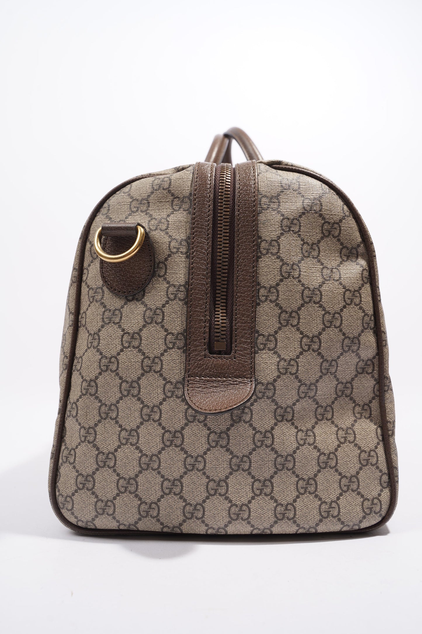 Gucci Womens Ophidia Carry On Duffle Bag Brown Canvas Medium