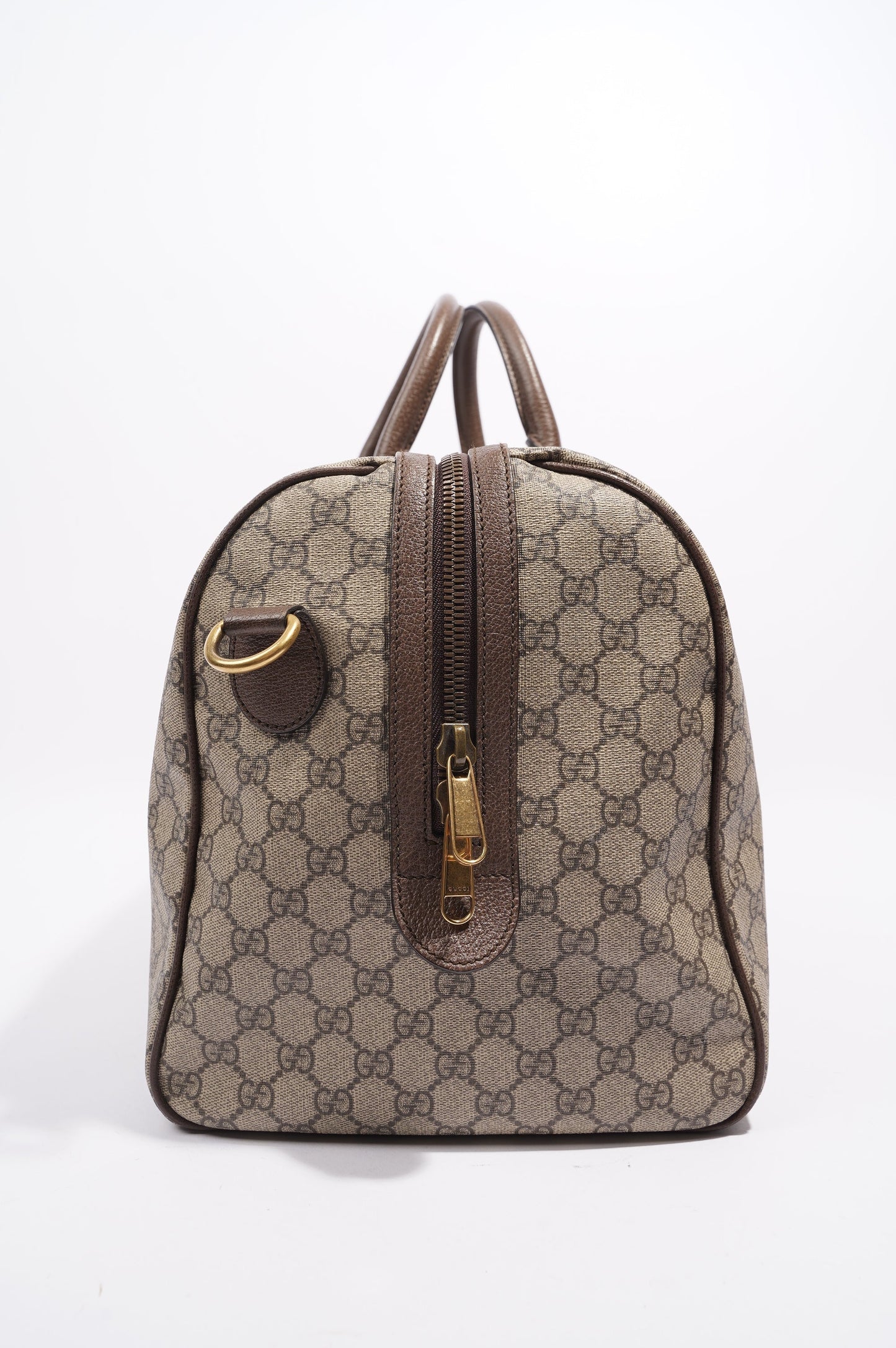Gucci Womens Ophidia Carry On Duffle Bag Brown Canvas Medium