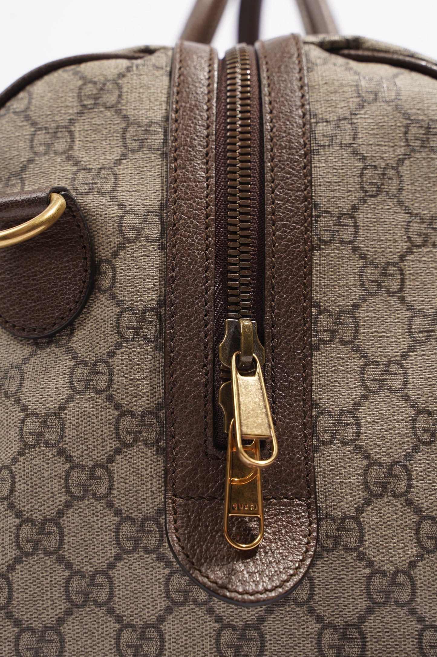 Gucci Womens Ophidia Carry On Duffle Bag Brown Canvas Medium