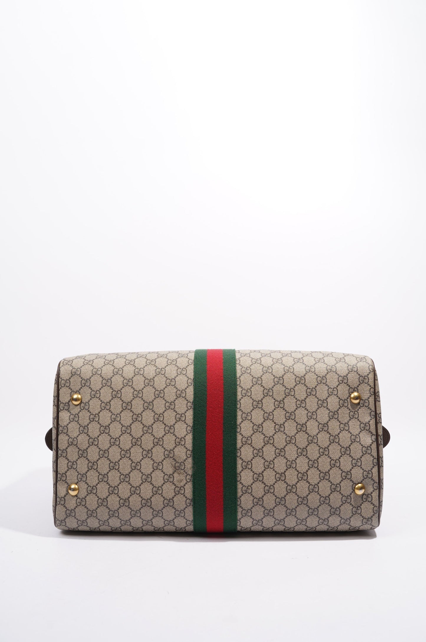 Gucci Womens Ophidia Carry On Duffle Bag Brown Canvas Medium
