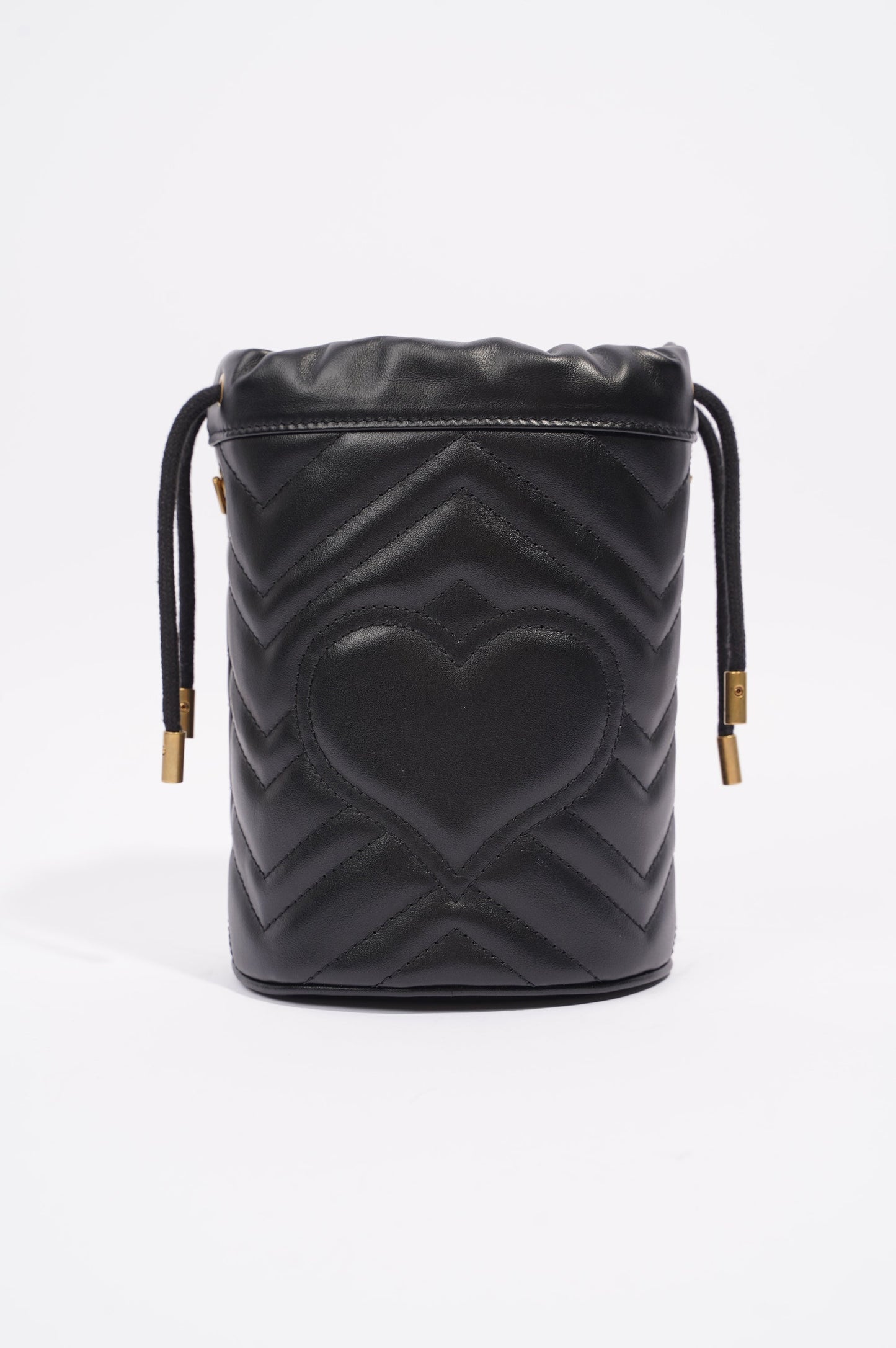 Gucci Womens GG Marmont 2.0 Bucket Bag Black Leather