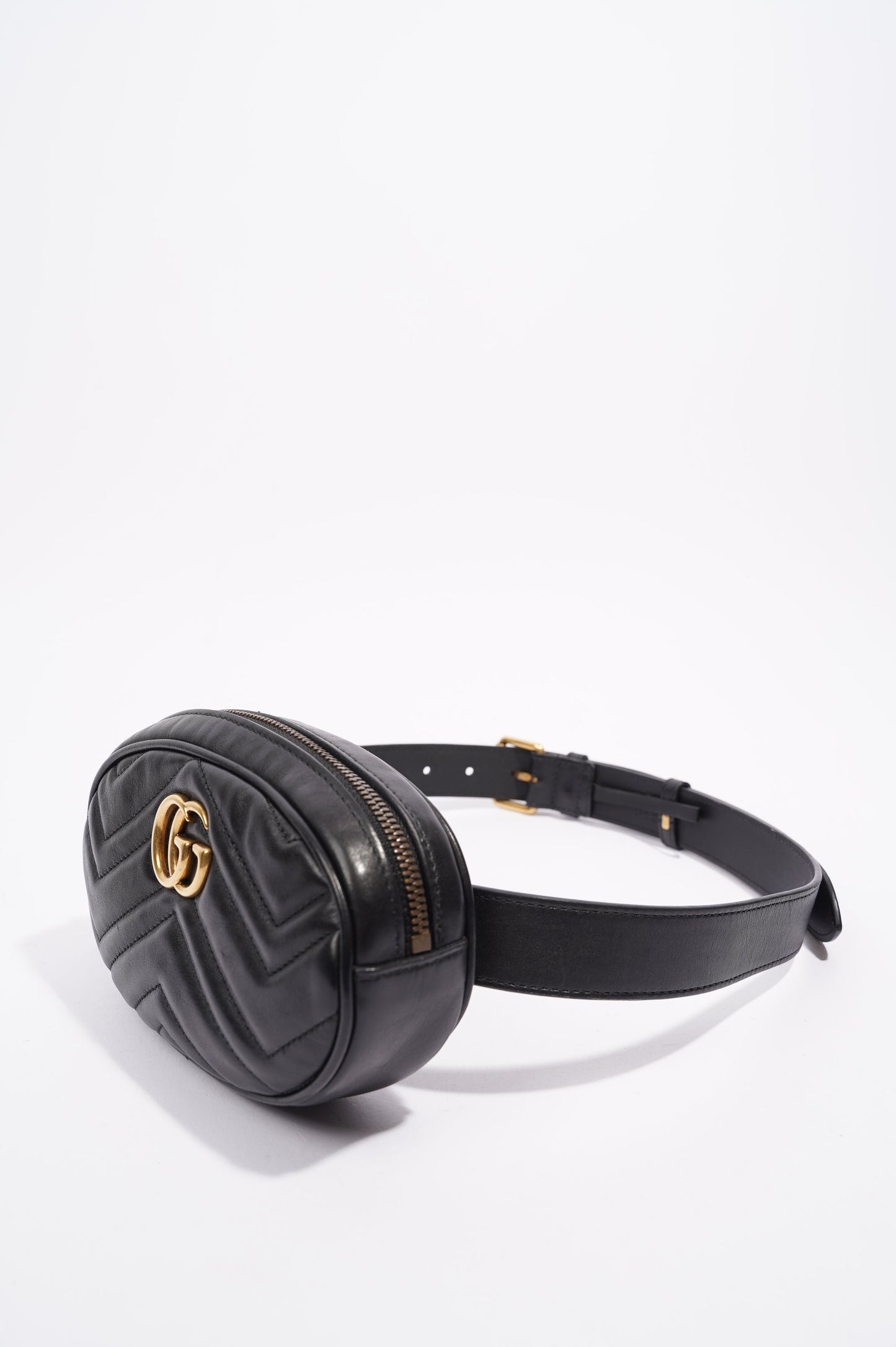 Gucci Womens Marmont Belt Bag Black / Gold 85