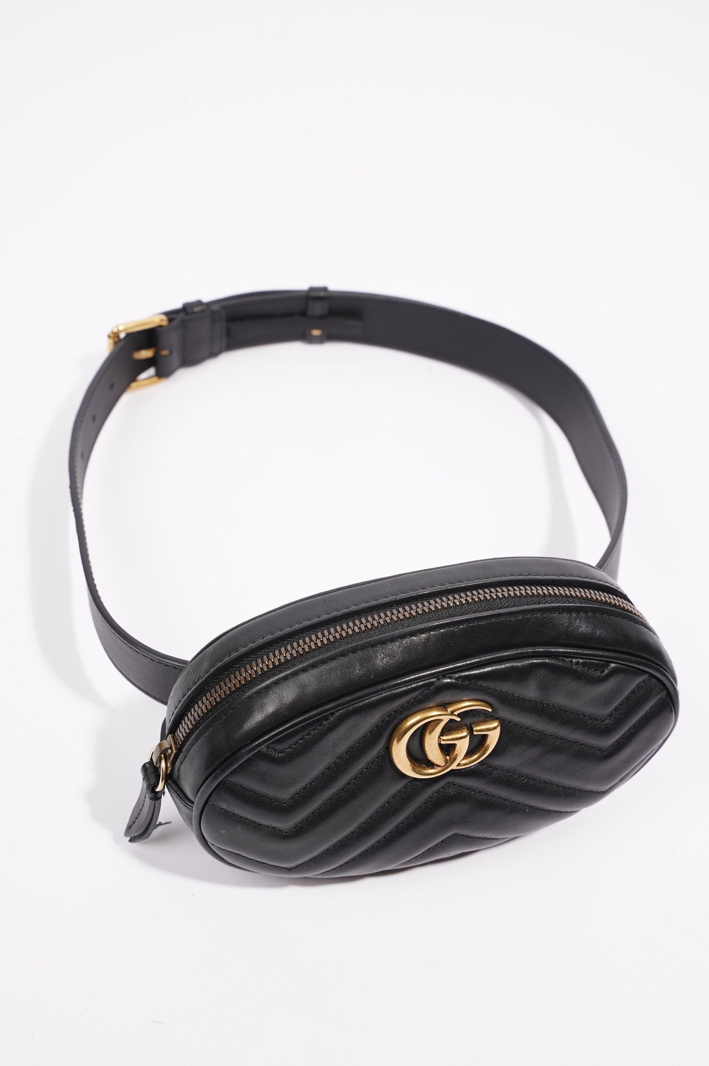 Gucci Womens Marmont Belt Bag Black / Gold 85
