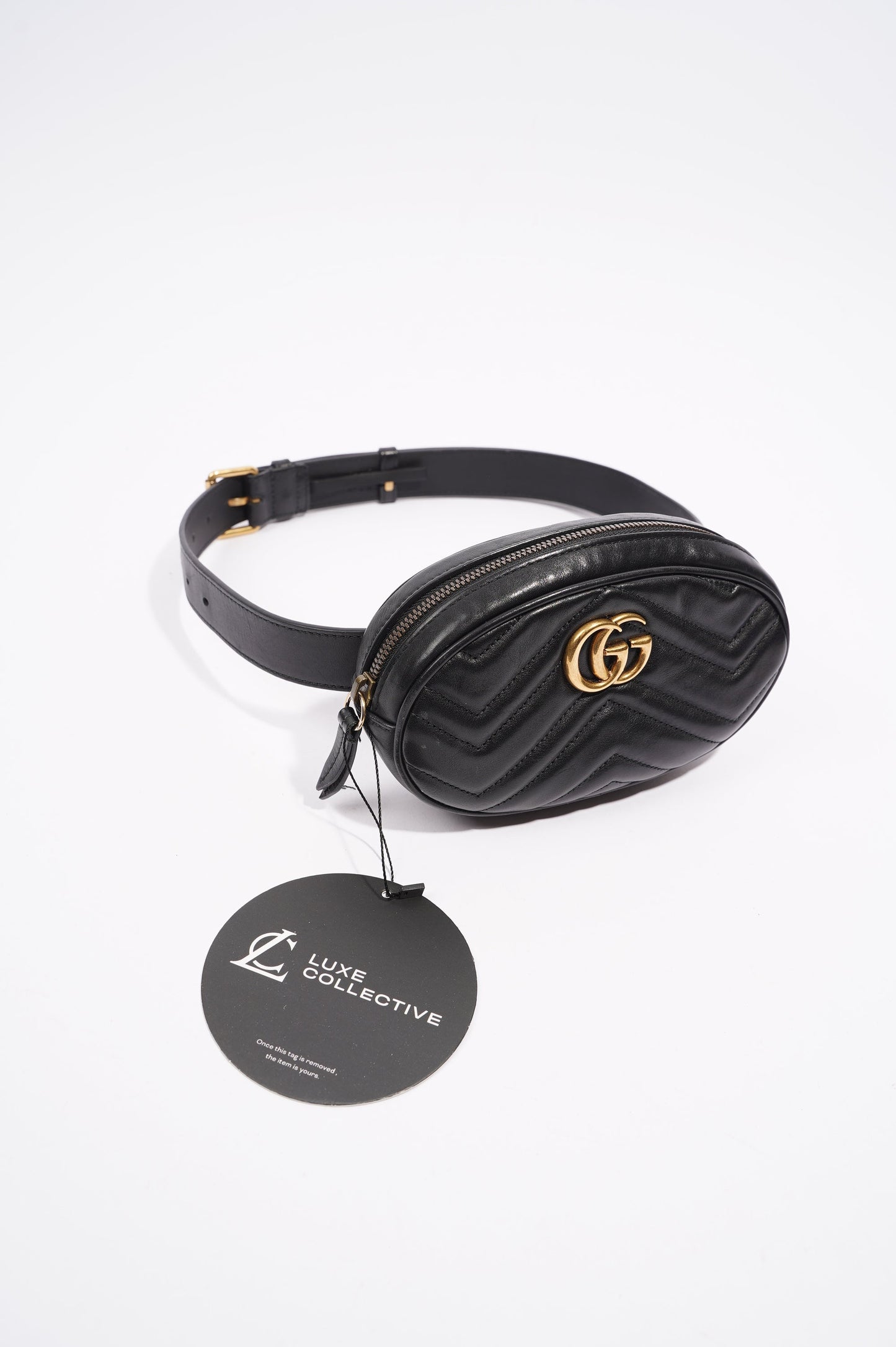 Gucci Womens Marmont Belt Bag Black / Gold 85