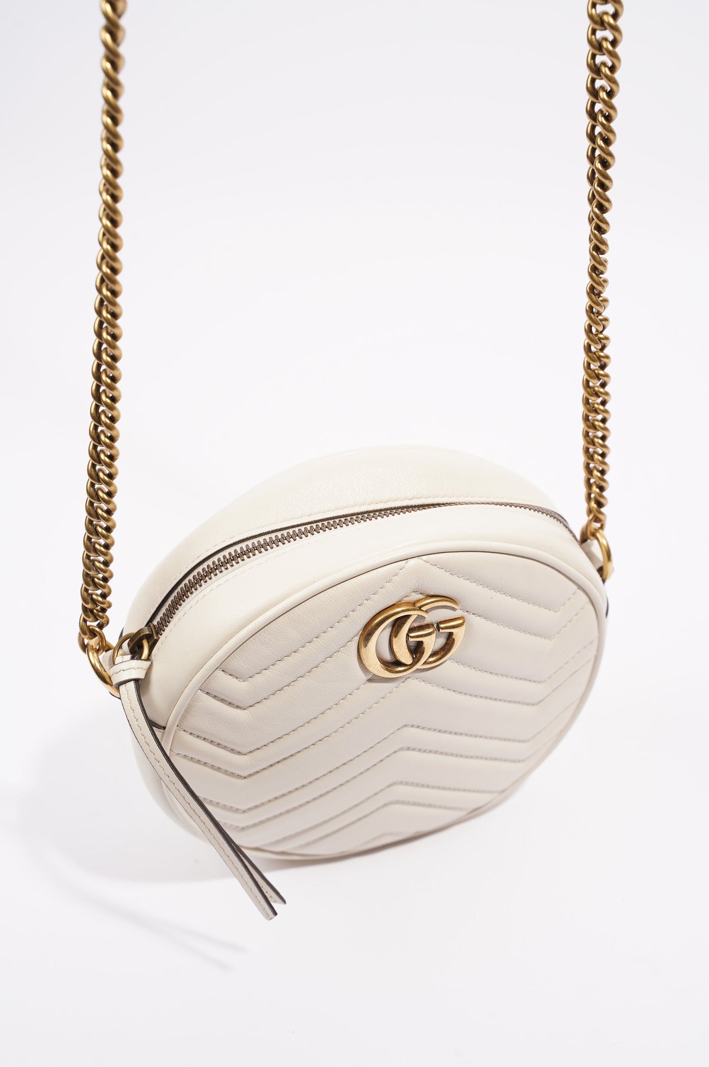 Gucci Womens Marmont Round Bag White / Gold