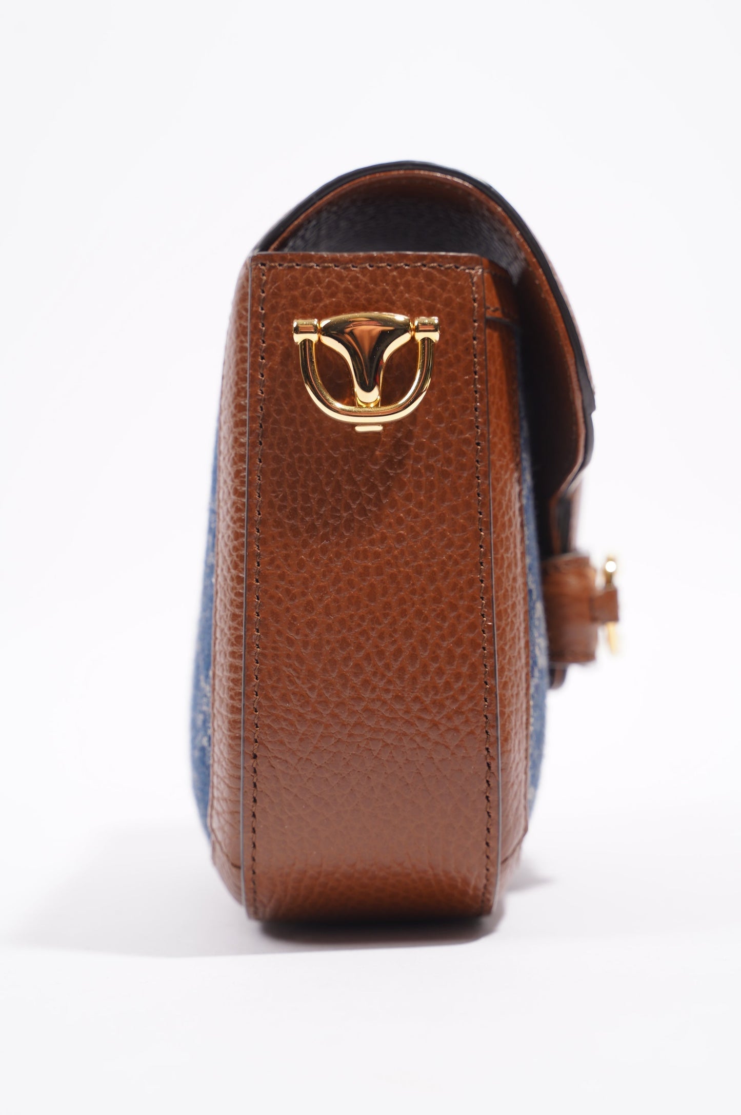Gucci Womens Horsebit 1955 Mini Bag Denim / Brown