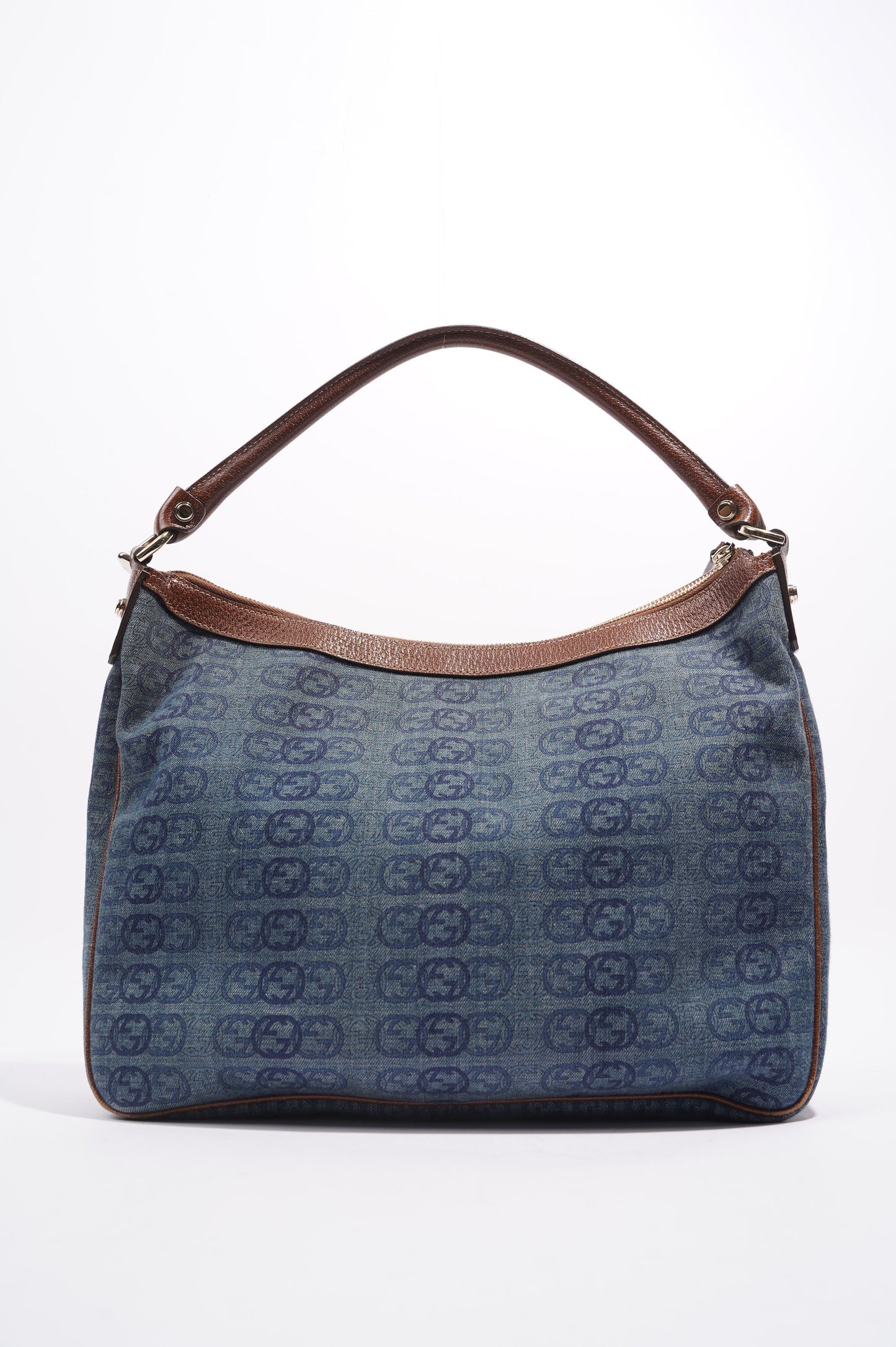 Gucci Womens Hobo Interlocking GG Bag Blue / Brown