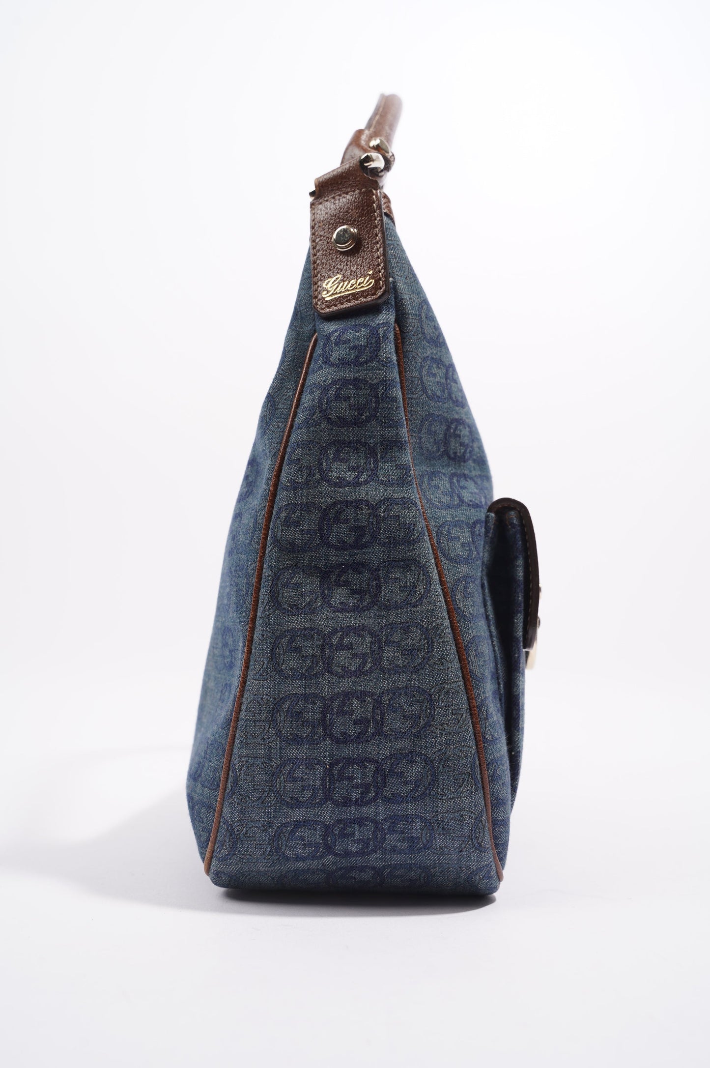 Gucci Womens Hobo Interlocking GG Bag Blue / Brown