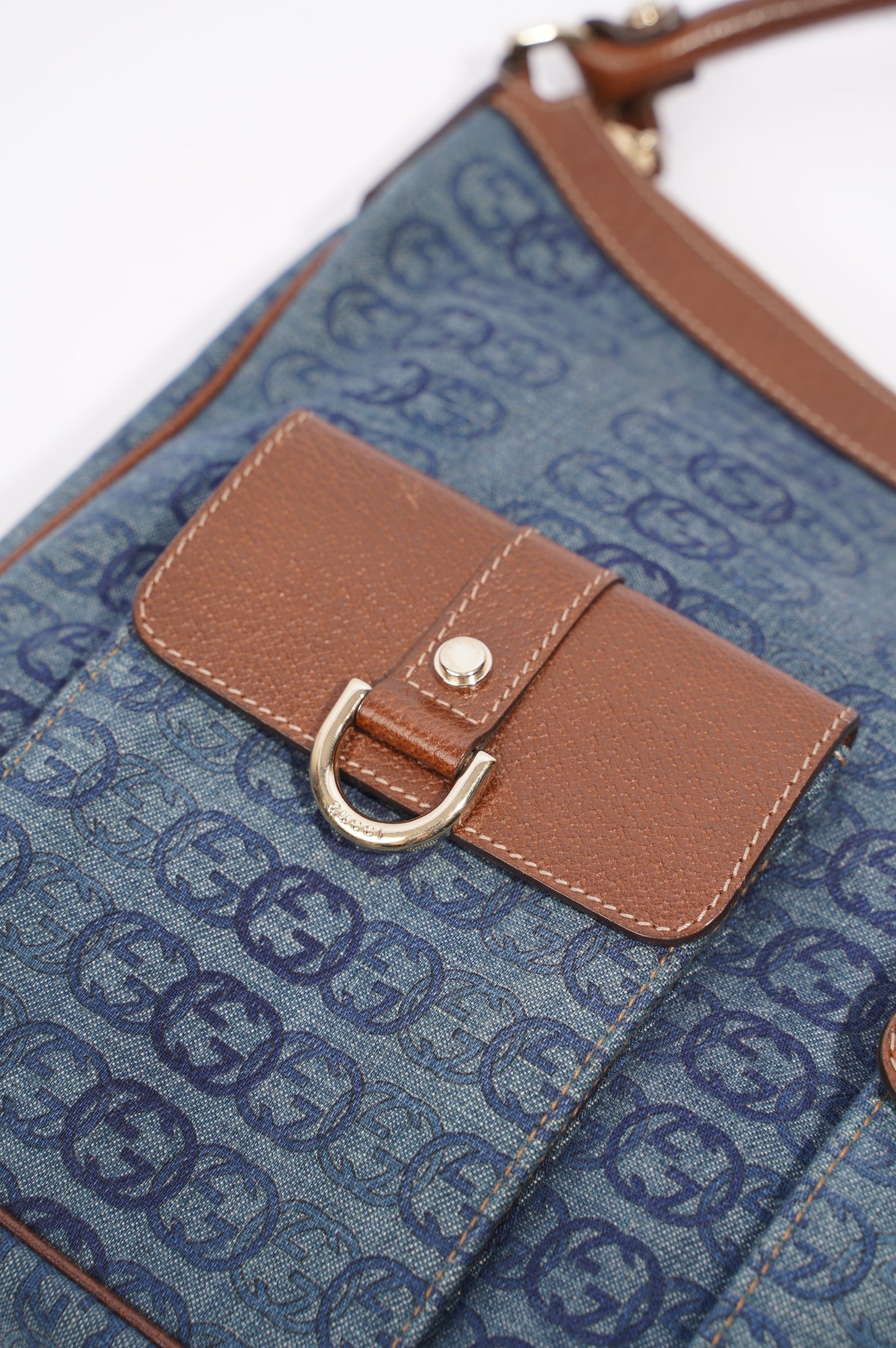 Gucci Womens Hobo Interlocking GG Bag Blue / Brown