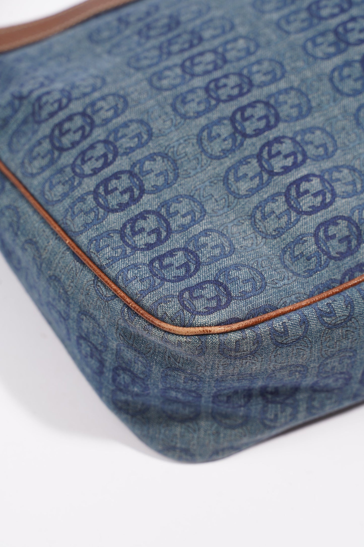 Gucci Womens Hobo Interlocking GG Bag Blue / Brown