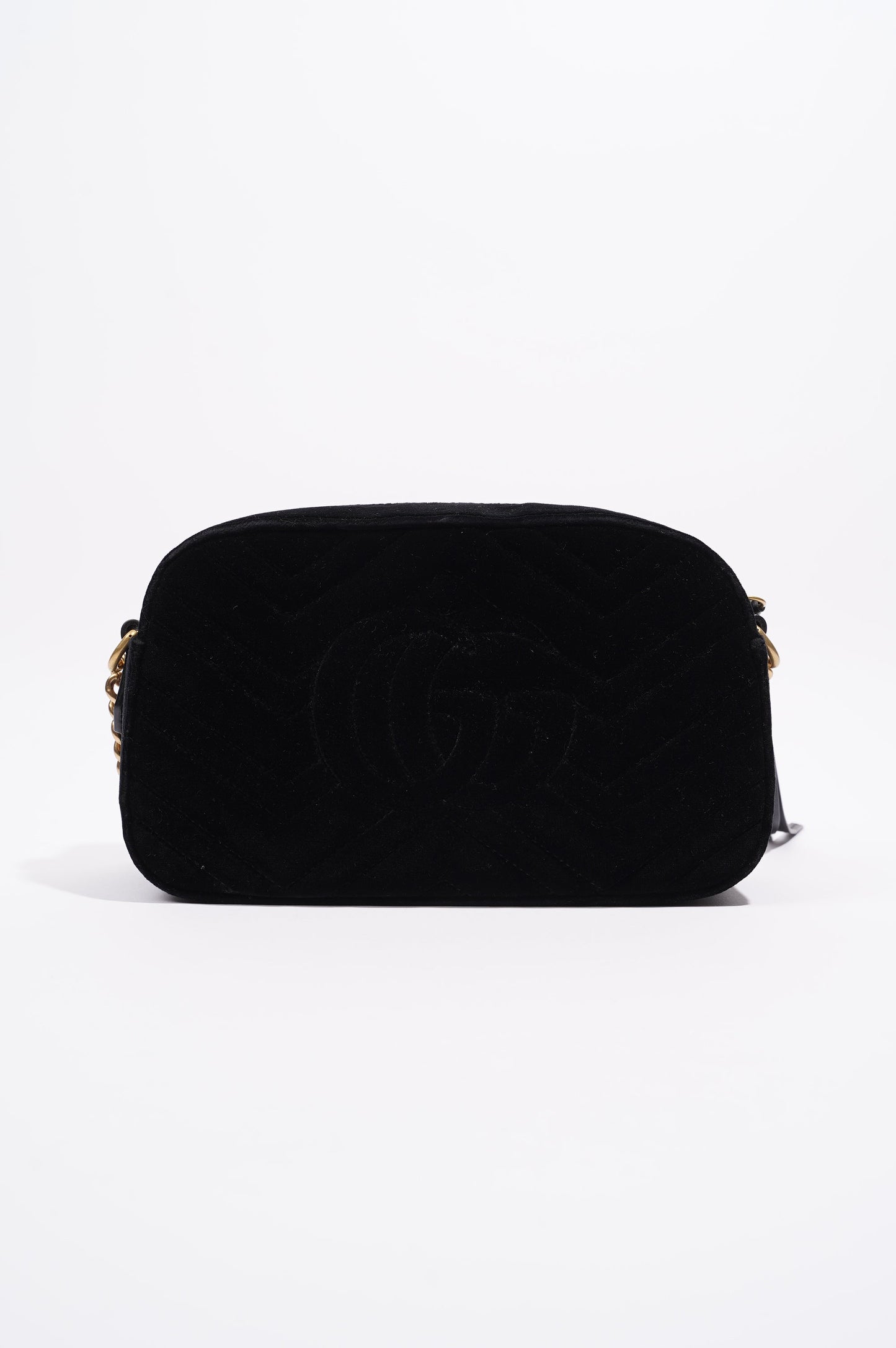 Gucci Womens GG Marmont Zip Bag Black Velvet Small