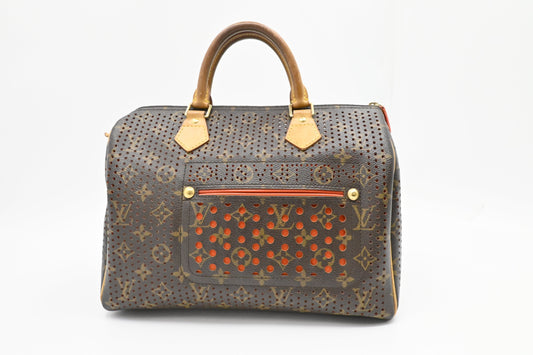 Louis Vuitton Speedy 30 in Orange and Perforated Monogram Canvas