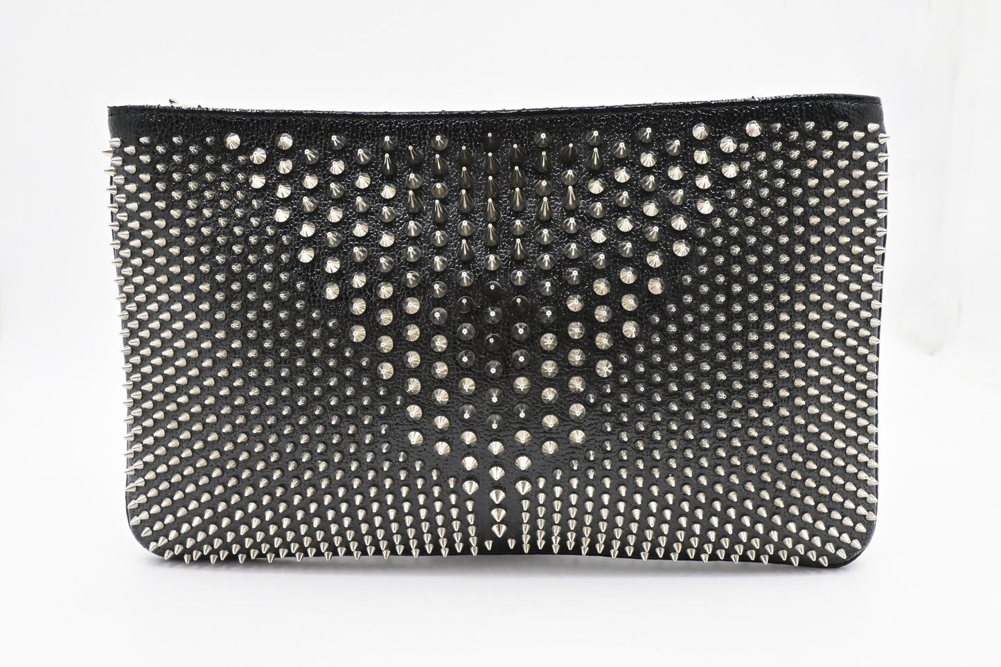 Louboutin Loubiposh Clutch in Black Spiked Leather