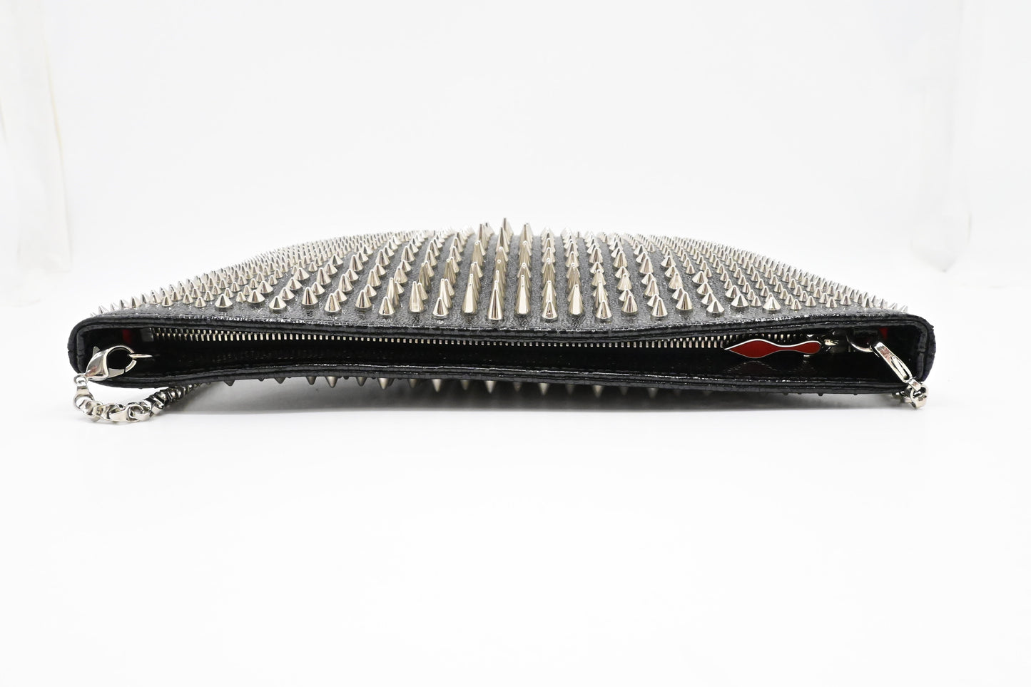 Louboutin Loubiposh Clutch in Black Spiked Leather
