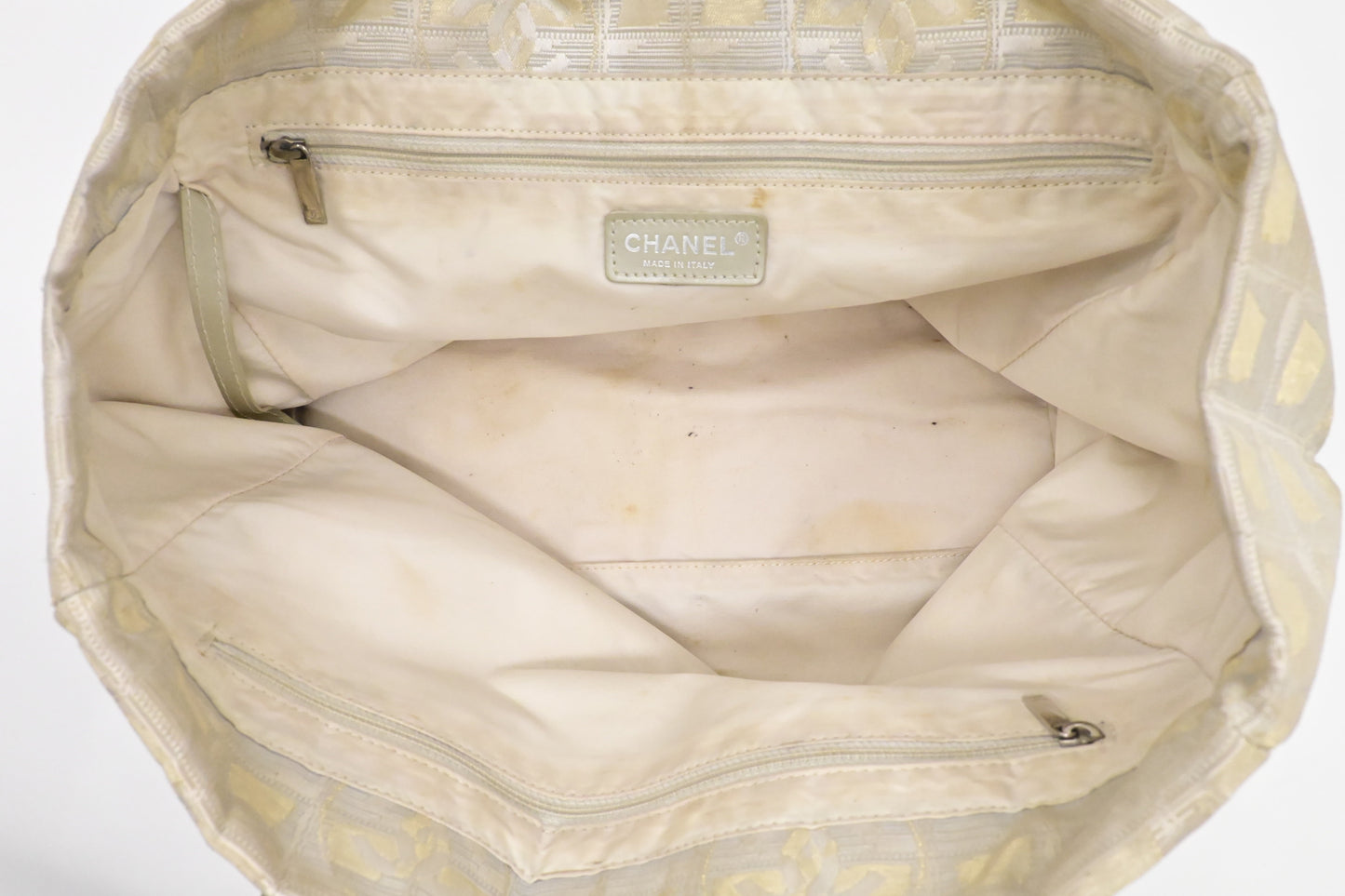 Chanel New Travel Line Tote in Champagne Canvas