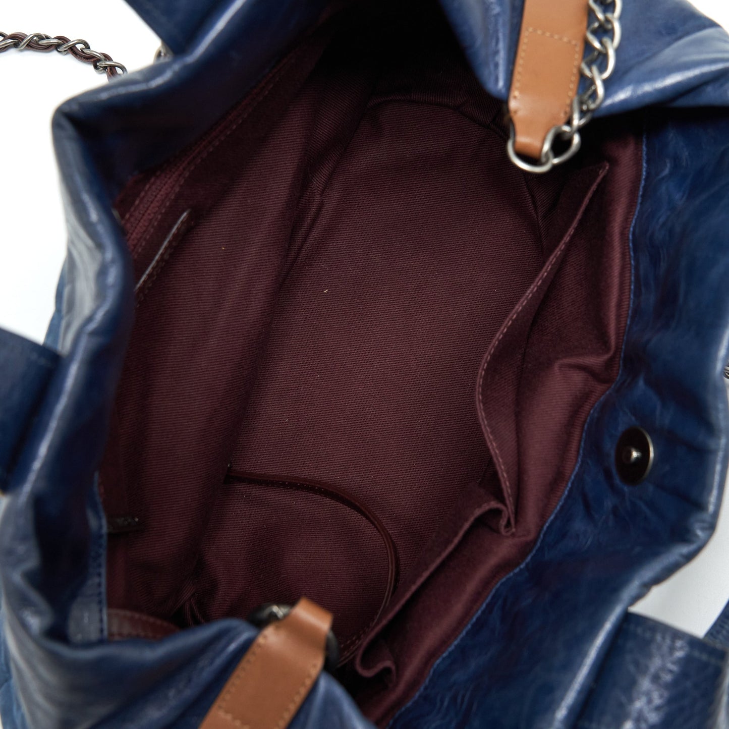 Chanel Quilted Shoulder Bag Blue Ruthenium Hardware