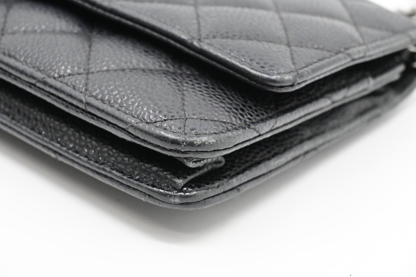 Chanel Wallet on Chain in Black Mattelassé Caviar Leather