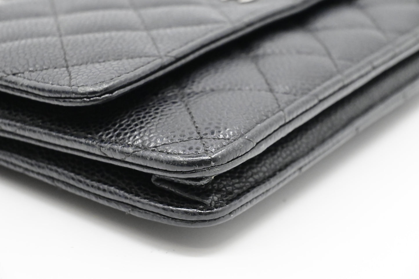 Chanel Wallet on Chain in Black Mattelassé Caviar Leather