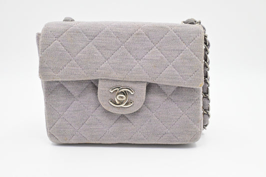 Chanel Mini Square in Lavender Gray Cotton Canvas