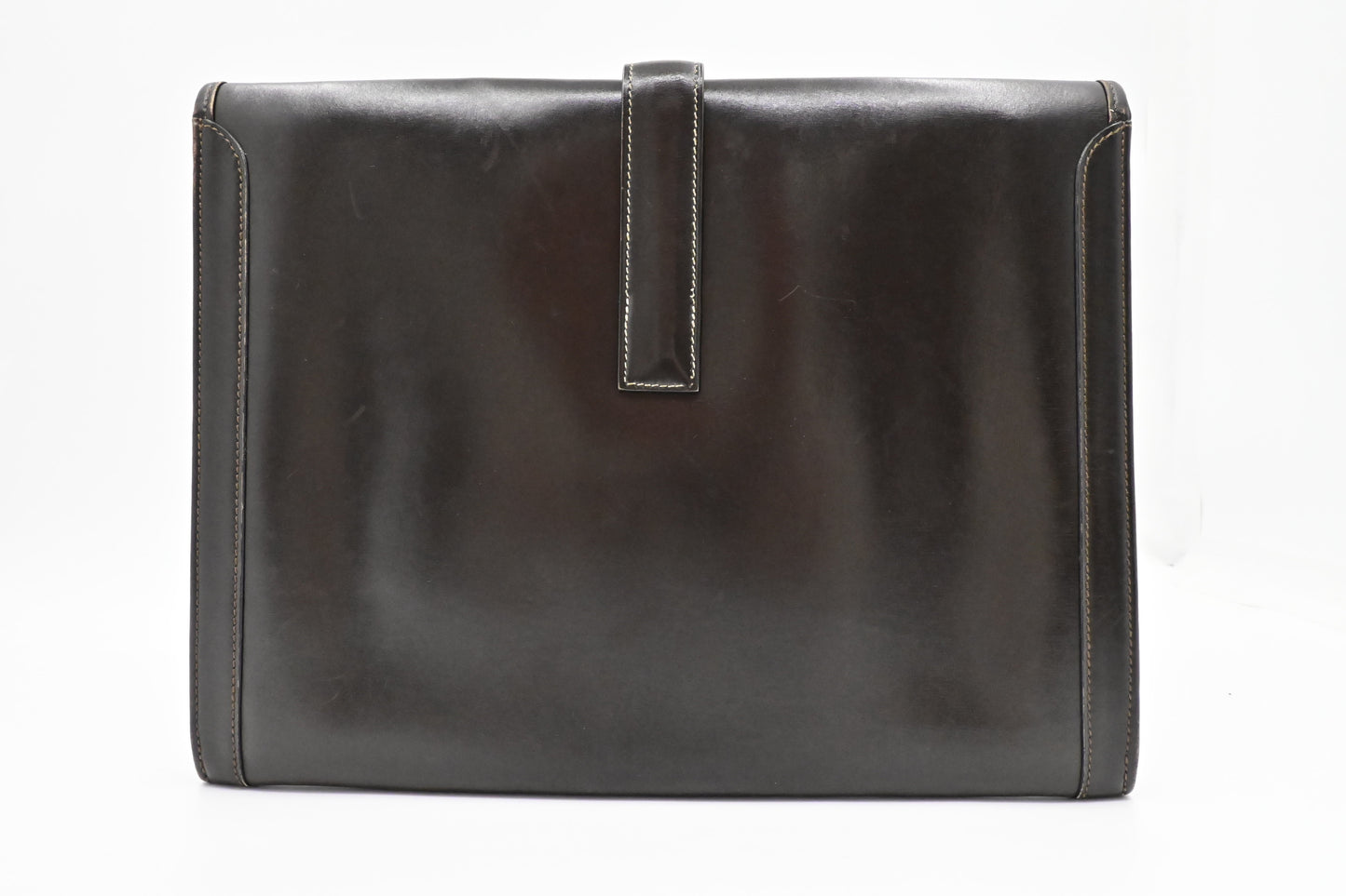 Hermes Jige GM in Dark Brown Box Calf Leather