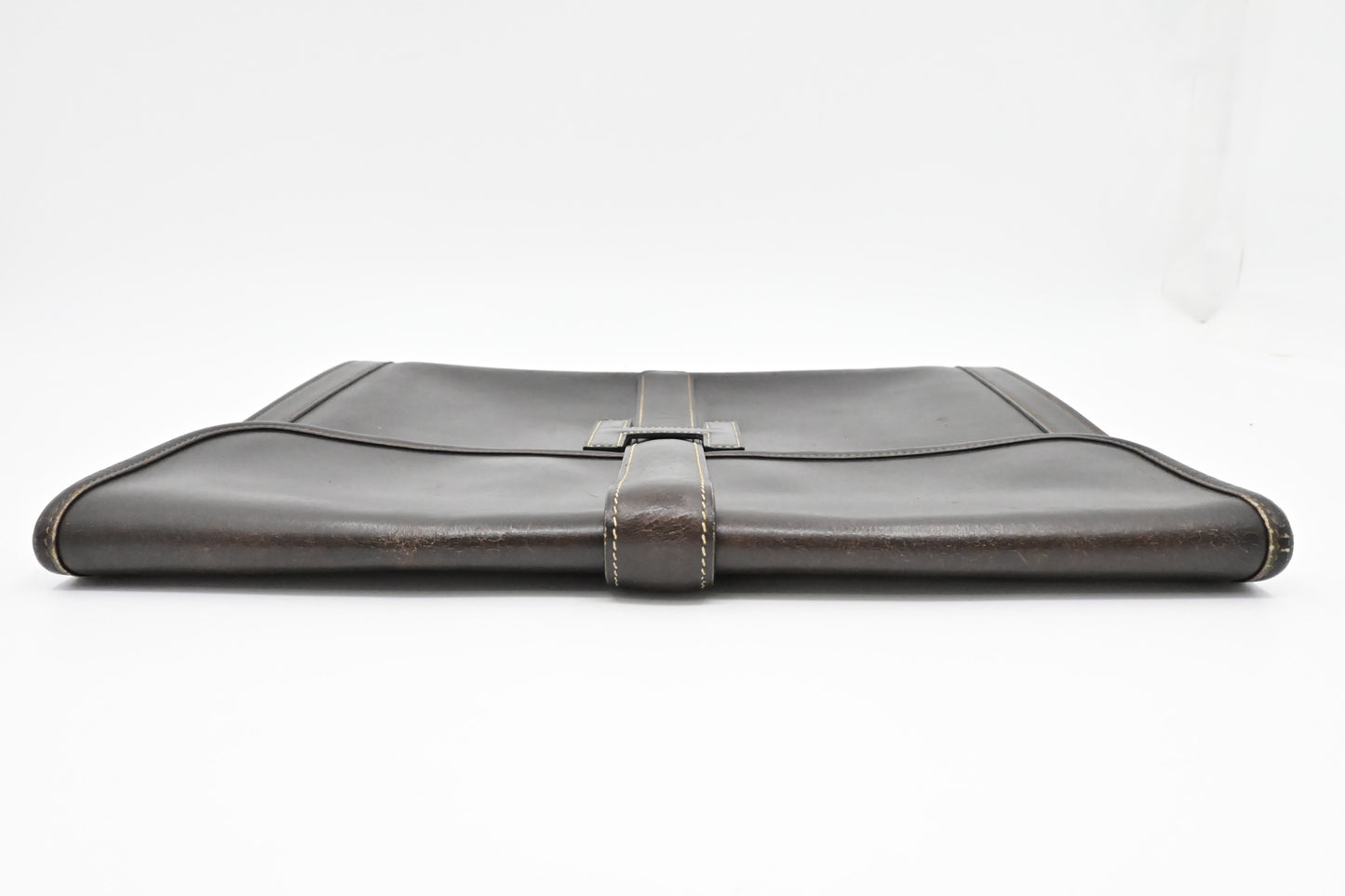Hermes Jige GM in Dark Brown Box Calf Leather