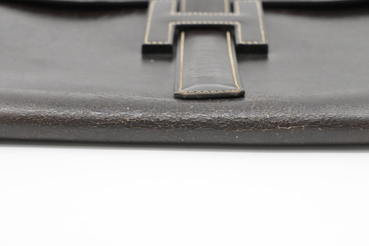 Hermes Jige GM in Dark Brown Box Calf Leather