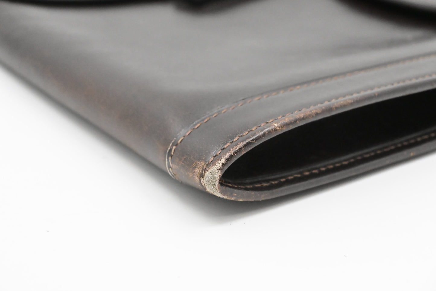 Hermes Jige GM in Dark Brown Box Calf Leather