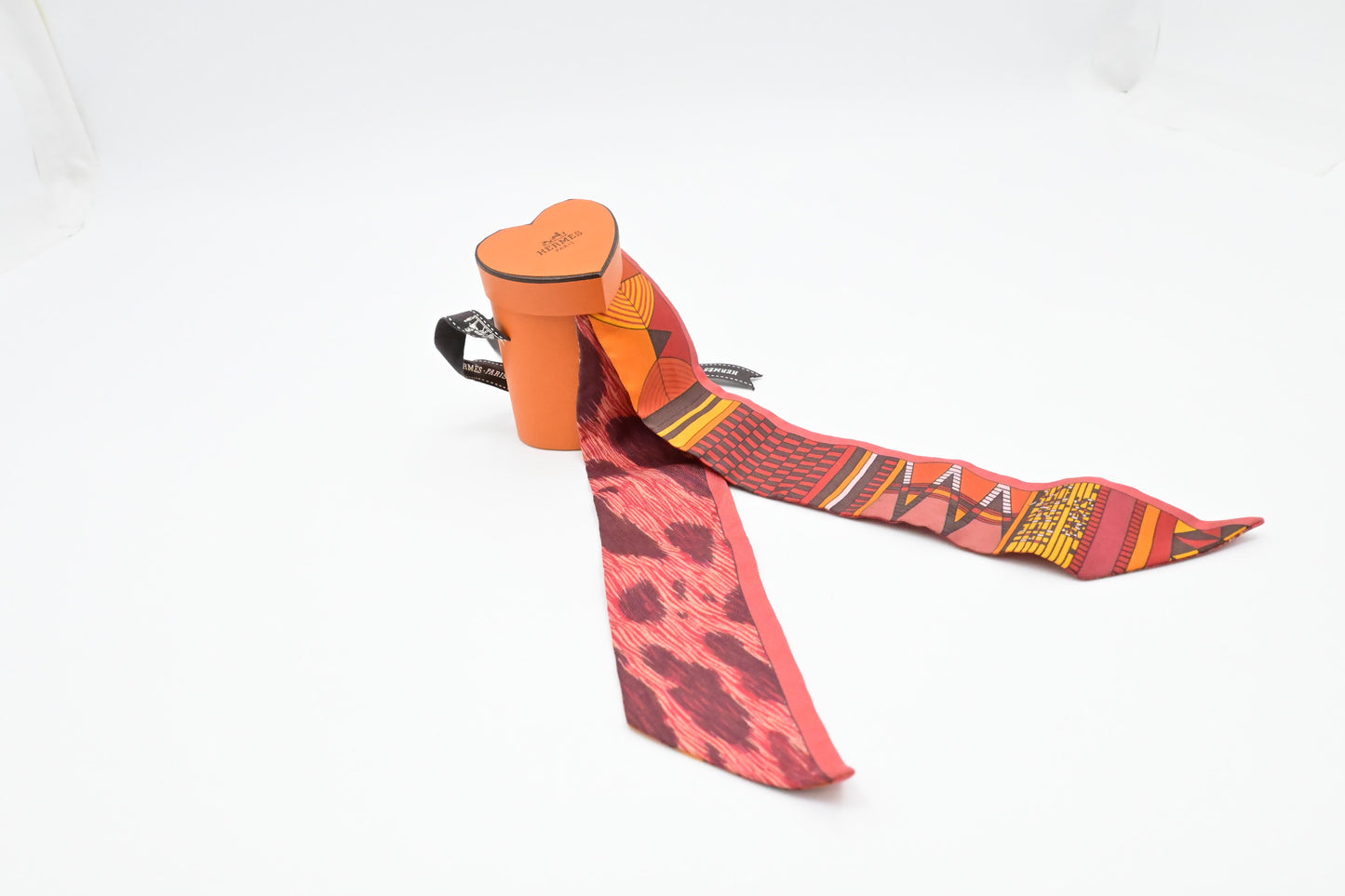 Hermes 'Pelage et Camouflage' Twilly in Red Silk
