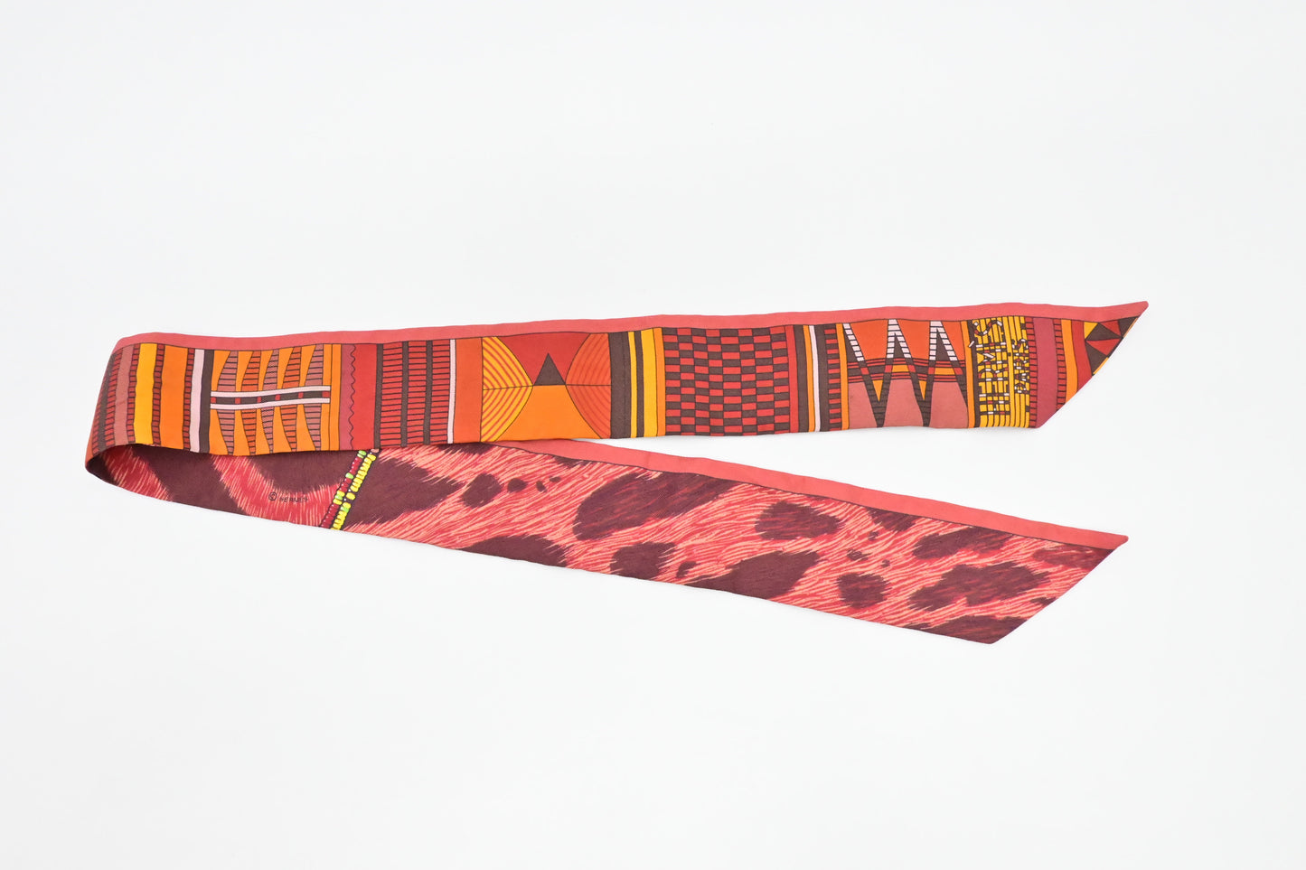Hermes 'Pelage et Camouflage' Twilly in Red Silk