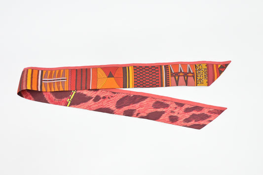 Hermes 'Pelage et Camouflage' Twilly in Red Silk