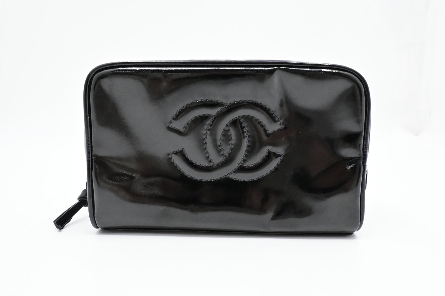 Chanel Cosmetics Pouch in Black Patent Leather