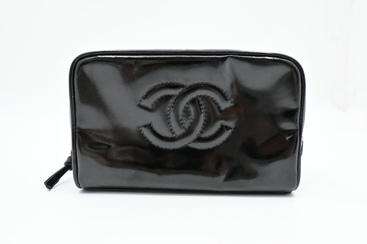 Chanel Cosmetics Pouch in Black Patent Leather