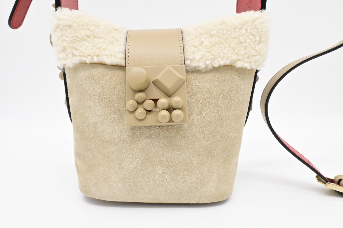 Louboutin Carasky Mini Shoulder Bag in Beige Suede Leather