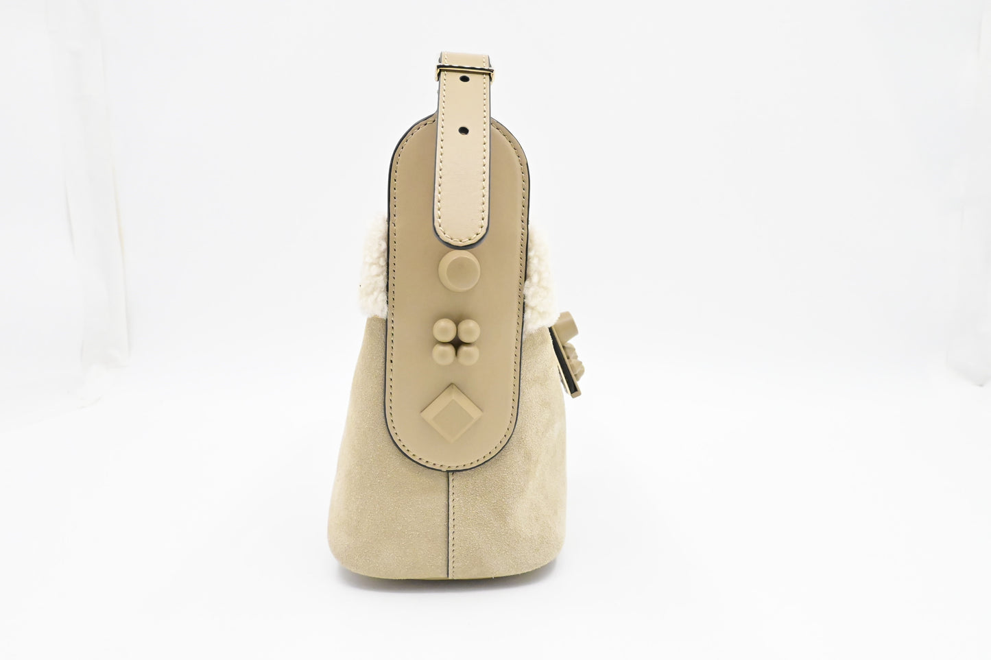 Louboutin Carasky Mini Shoulder Bag in Beige Suede Leather