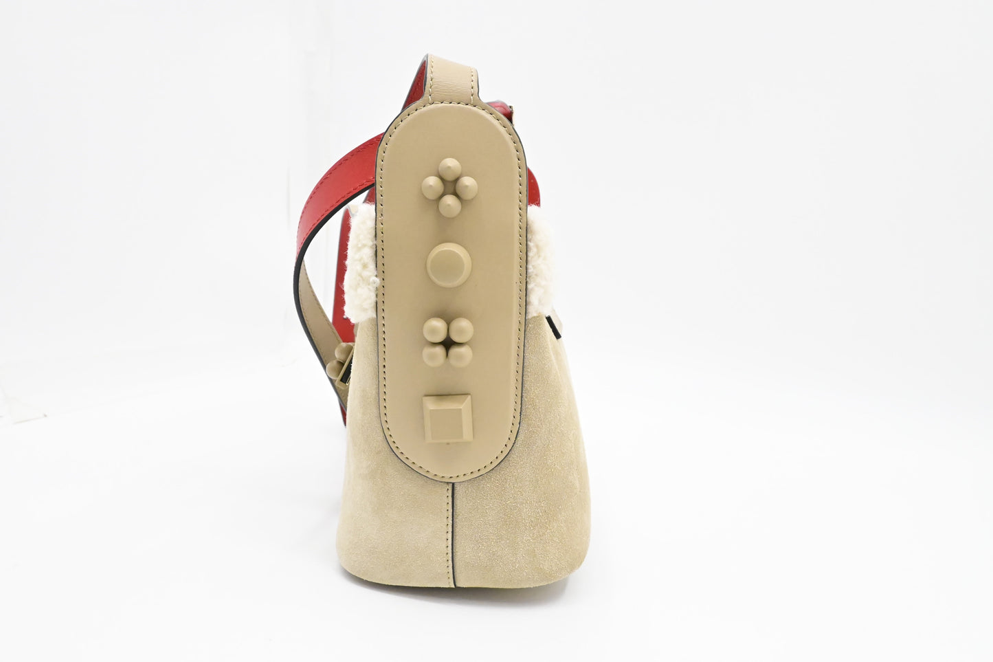 Louboutin Carasky Mini Shoulder Bag in Beige Suede Leather