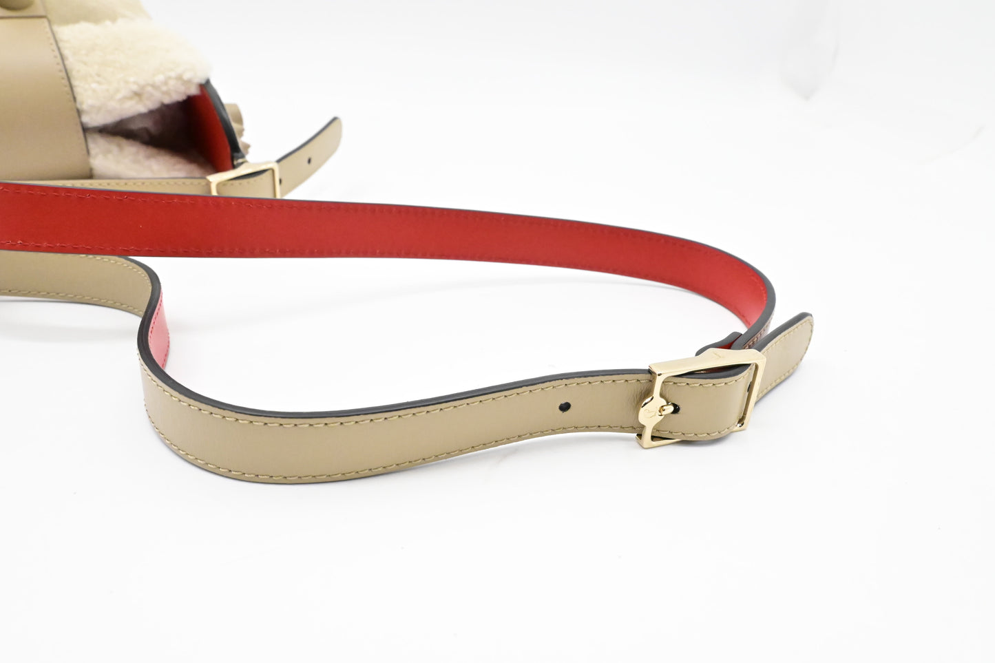 Louboutin Carasky Mini Shoulder Bag in Beige Suede Leather