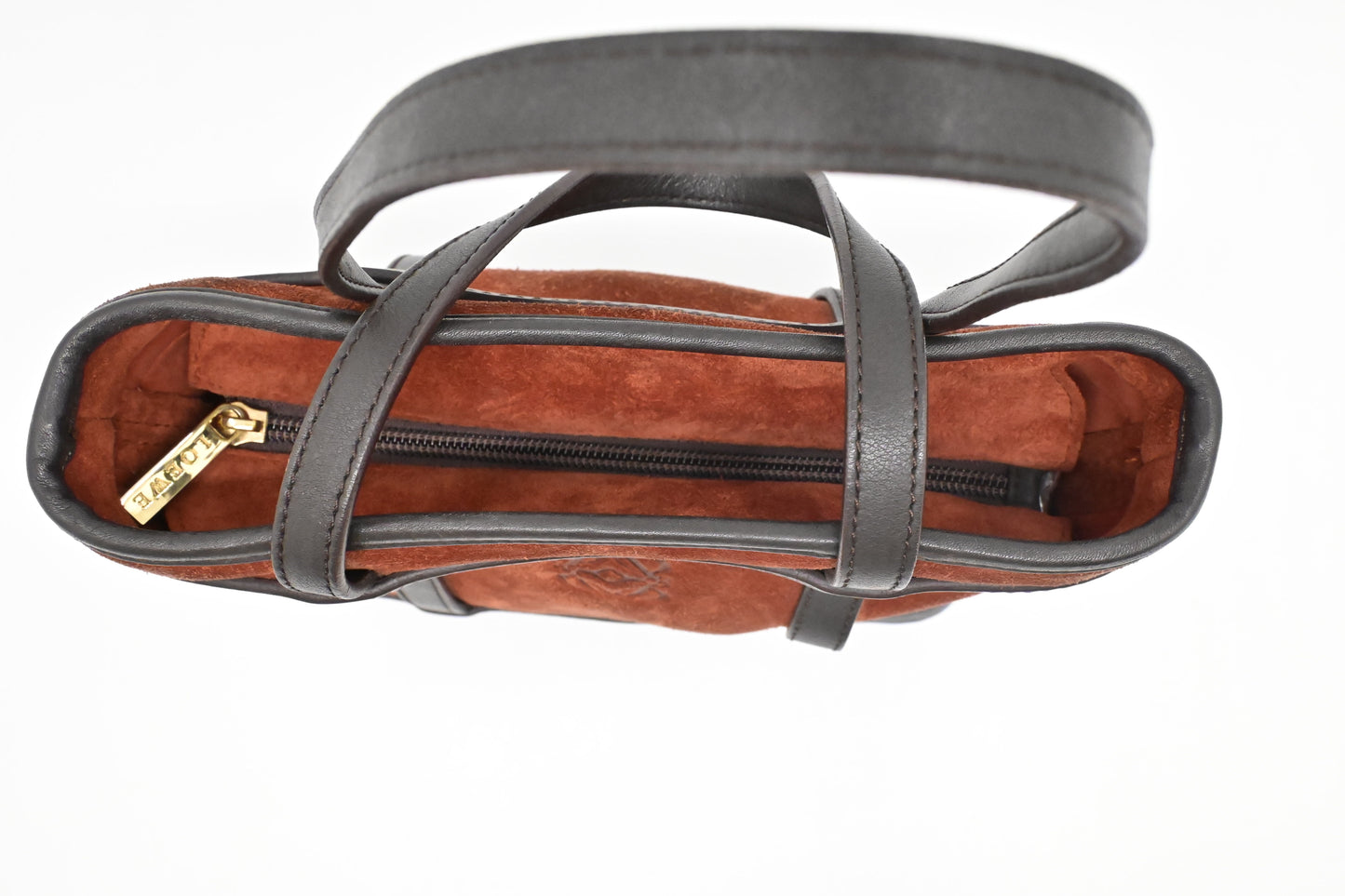 Loewe Handbag in Orange Suede & Brown Leather