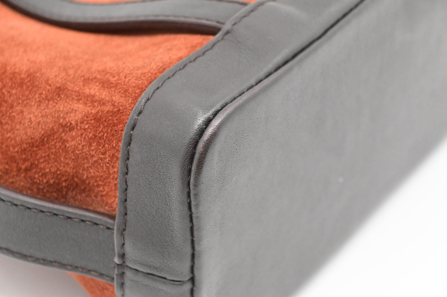 Loewe Handbag in Orange Suede & Brown Leather