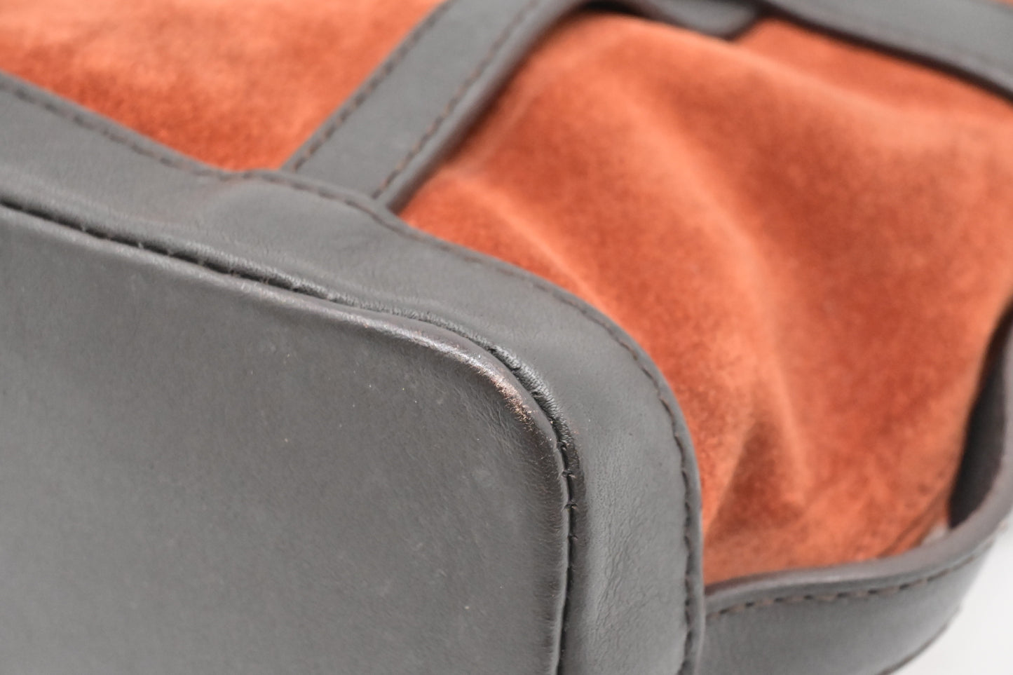 Loewe Handbag in Orange Suede & Brown Leather