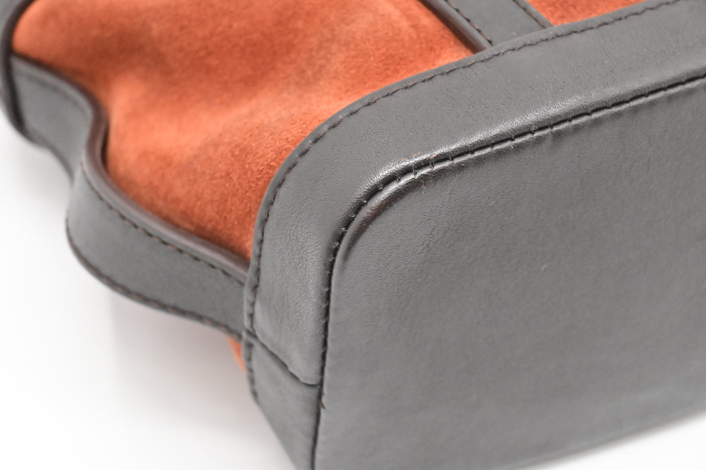 Loewe Handbag in Orange Suede & Brown Leather