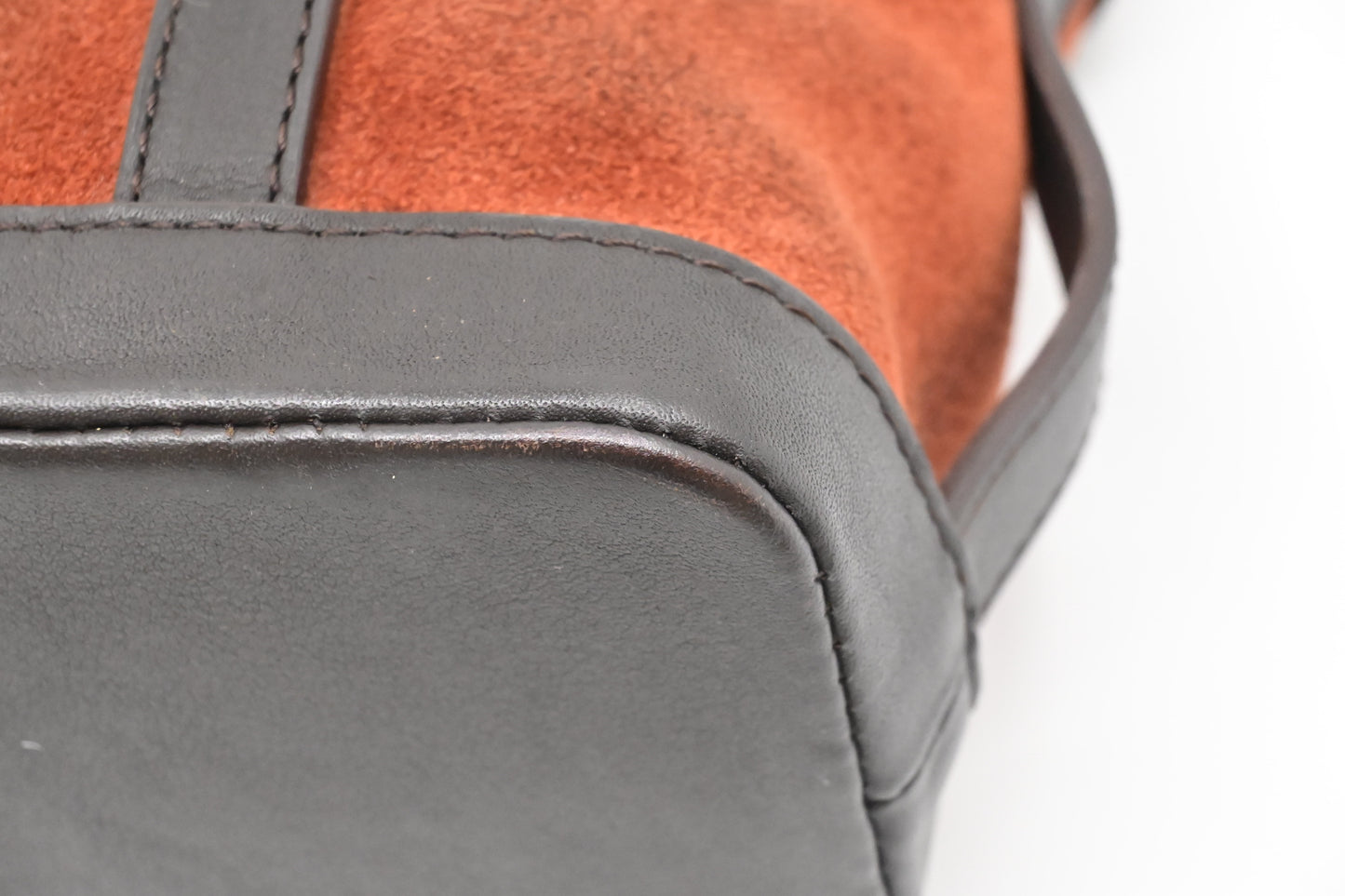 Loewe Handbag in Orange Suede & Brown Leather