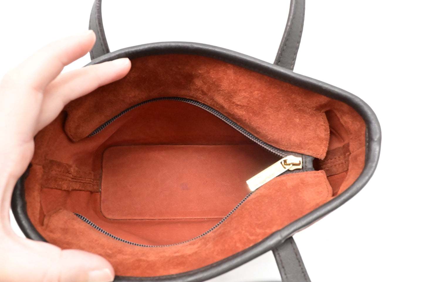 Loewe Handbag in Orange Suede & Brown Leather