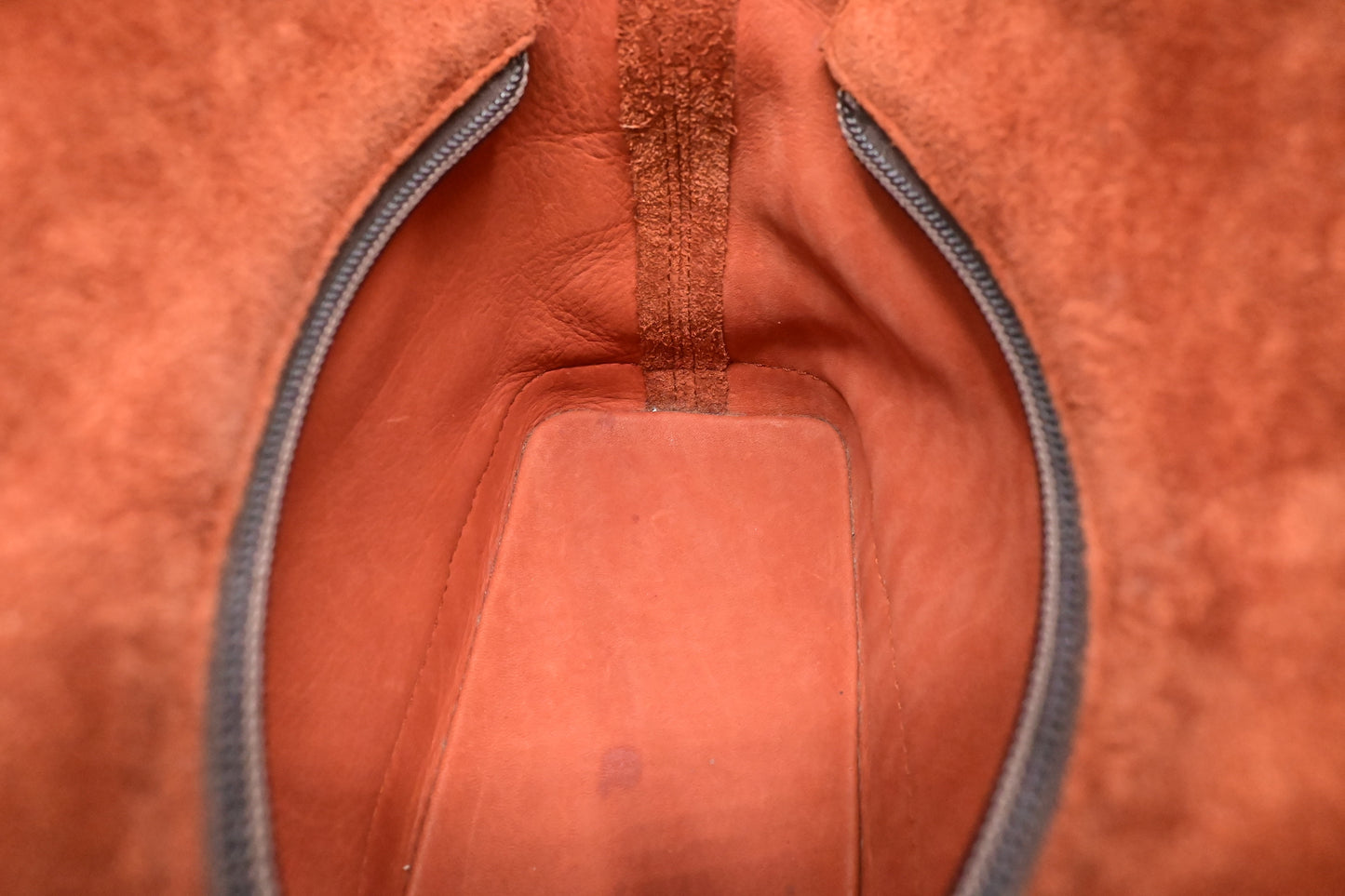 Loewe Handbag in Orange Suede & Brown Leather