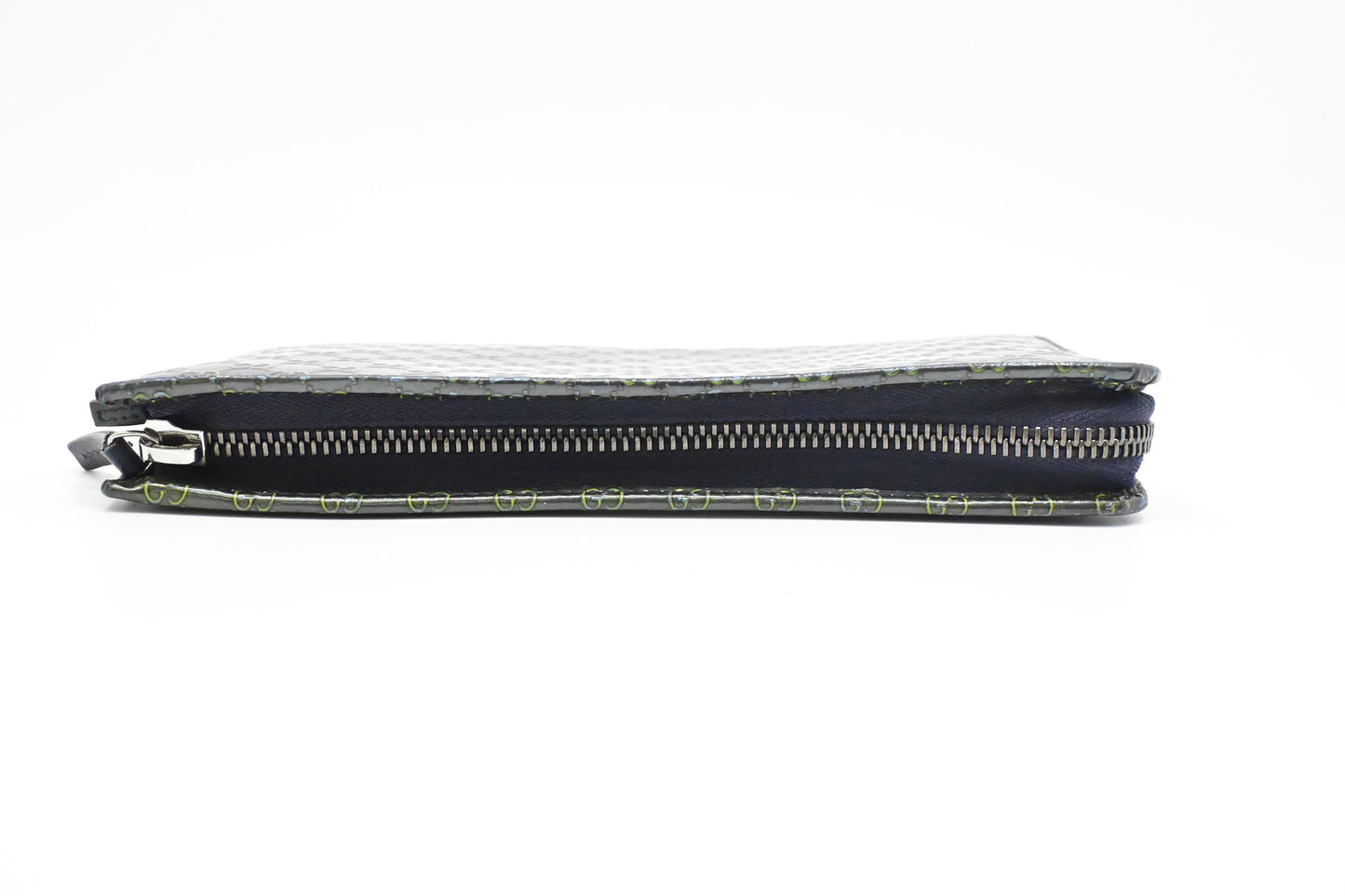 Gucci Zippy Long Wallet in Blue-Green Guccissima Patent Leather