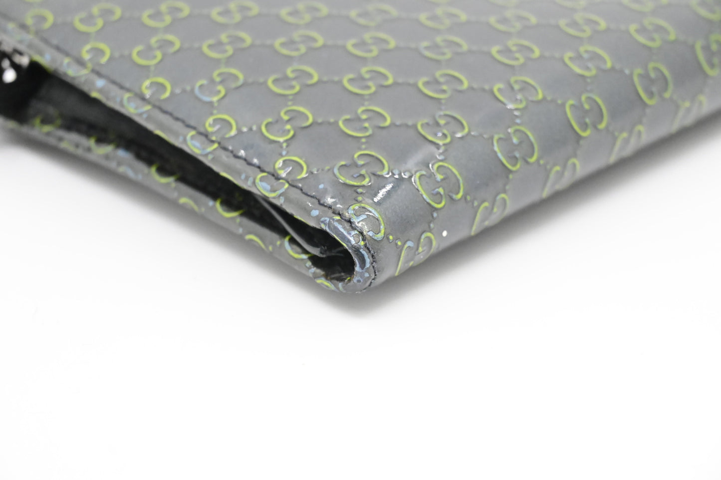 Gucci Zippy Long Wallet in Blue-Green Guccissima Patent Leather