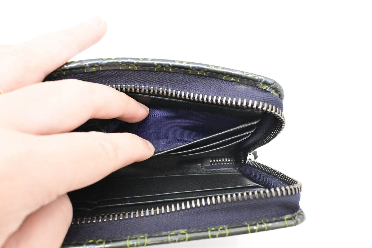 Gucci Zippy Long Wallet in Blue-Green Guccissima Patent Leather