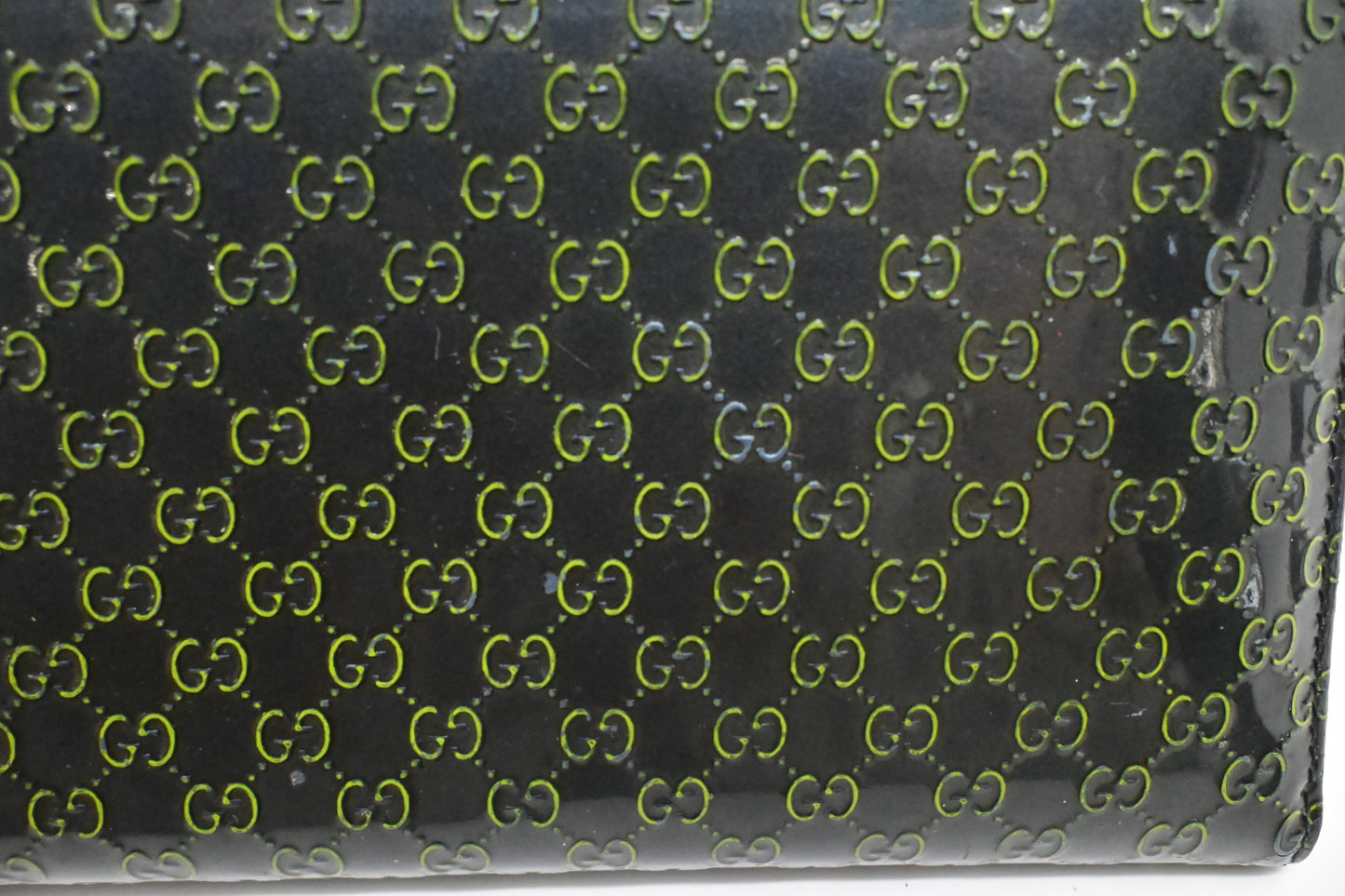 Gucci Zippy Long Wallet in Blue-Green Guccissima Patent Leather