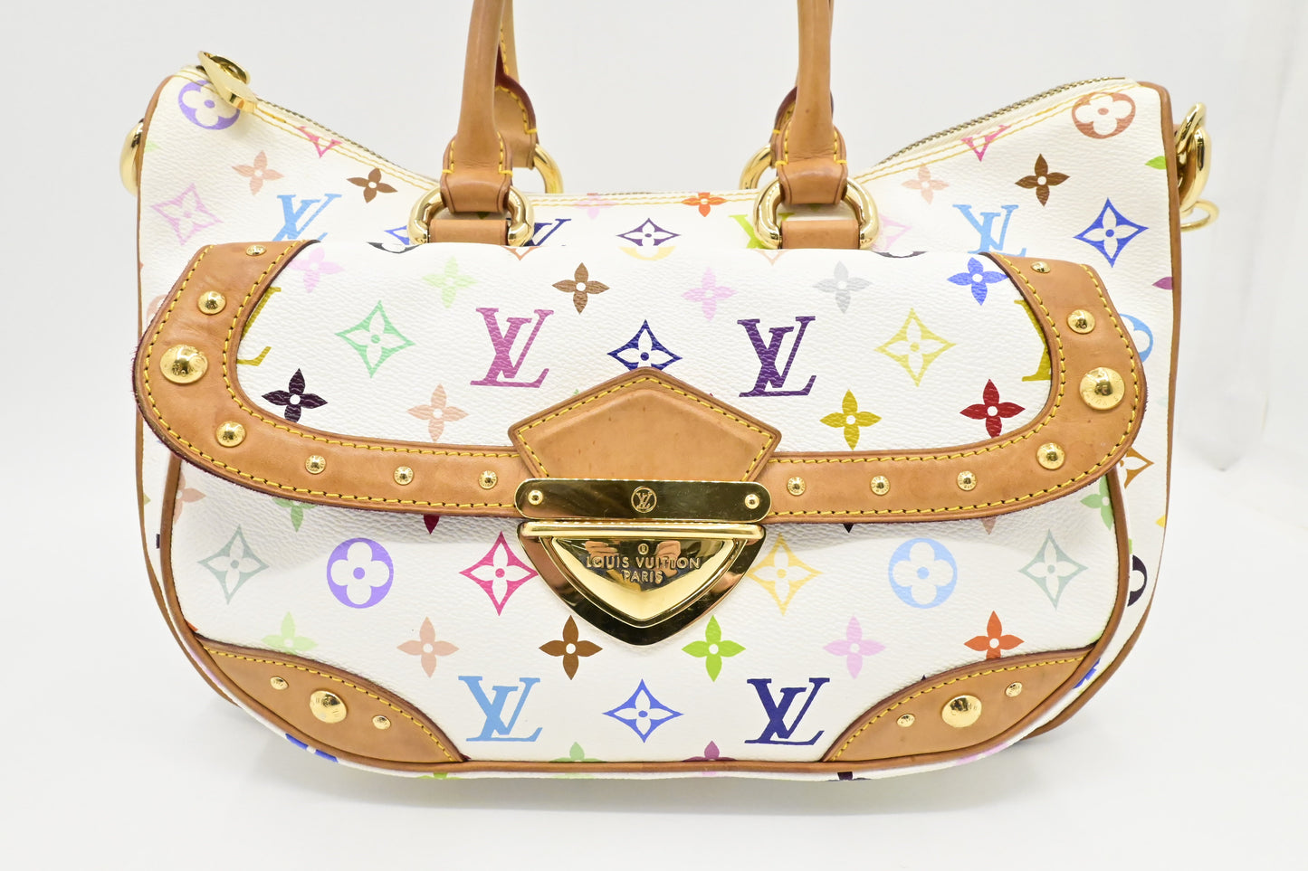 Louis Vuitton x Takashi Murakami Rita in White Multicolor Monogram Canvas