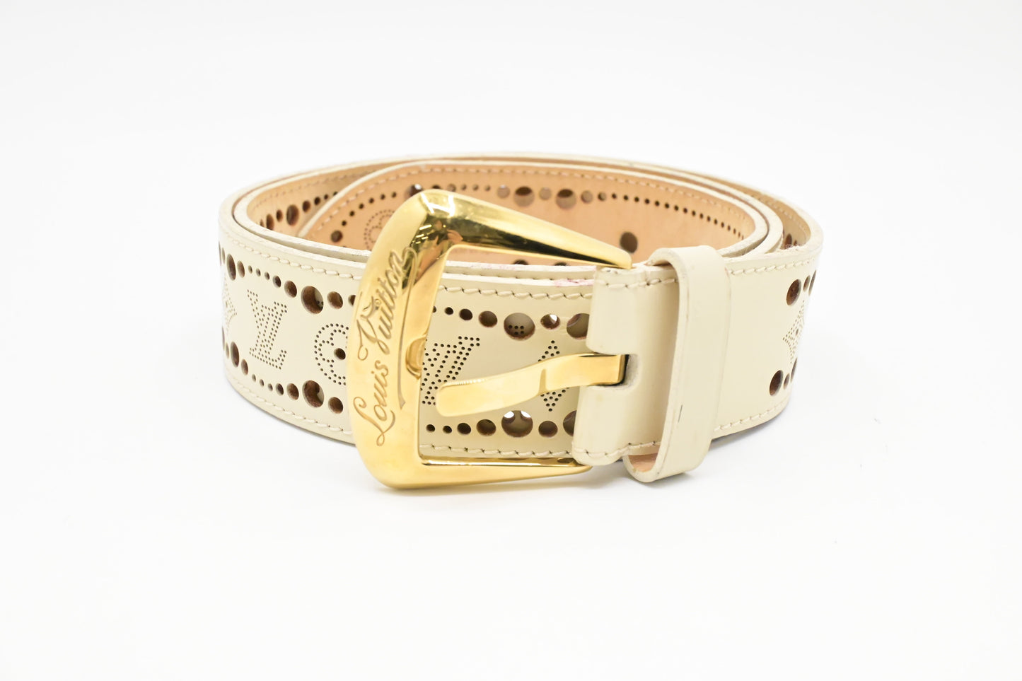 Louis Vuitton Phoenix Belt in Cream Mahina Leather