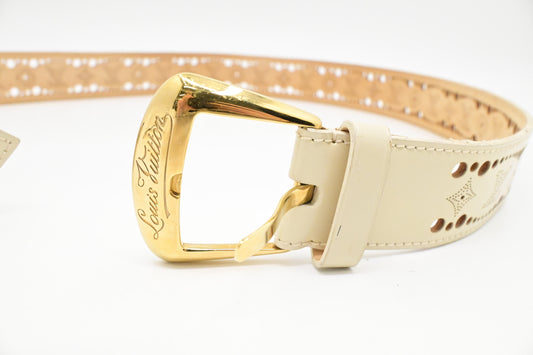 Louis Vuitton Phoenix Belt in Cream Mahina Leather